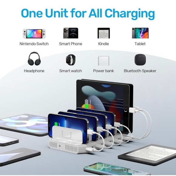 Unitek Multi Charging Station / Dock - 60W, 10-Port USB Charger - White - NEW - Picture 5 of 10